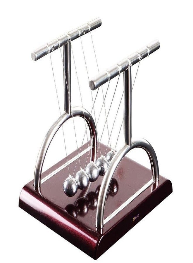 ABSTER Newton Cradle Pendulum - Metal Perpetual Motion Toy & Swing Balance Collision Ball Decoration Figurine with Polished Plastic Base & Nylon Strings for Office Desk (L13.5 x B11 x H13.5 cm) - Image 1